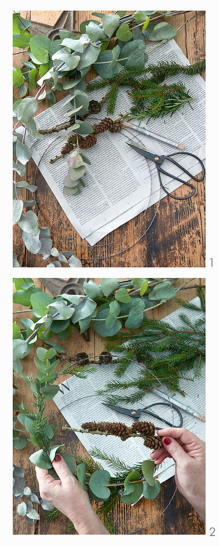 Instructions for making a minimalist Christmas wreath