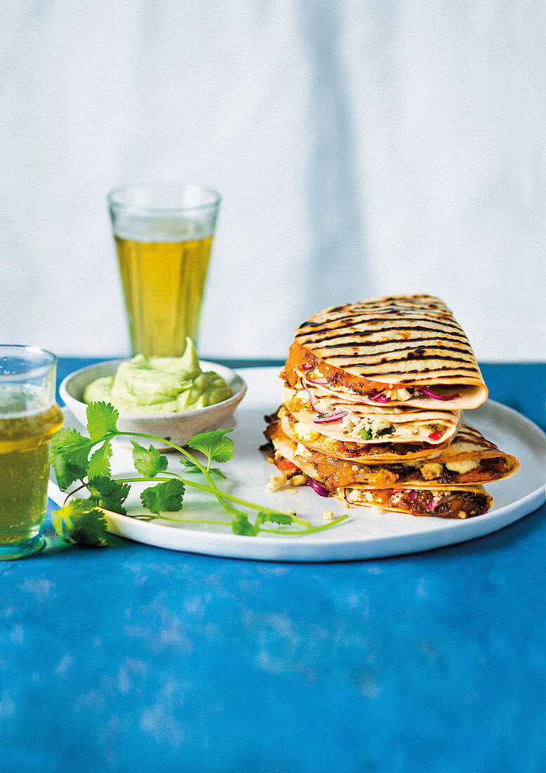 Quesadillas with smoky pumpkin