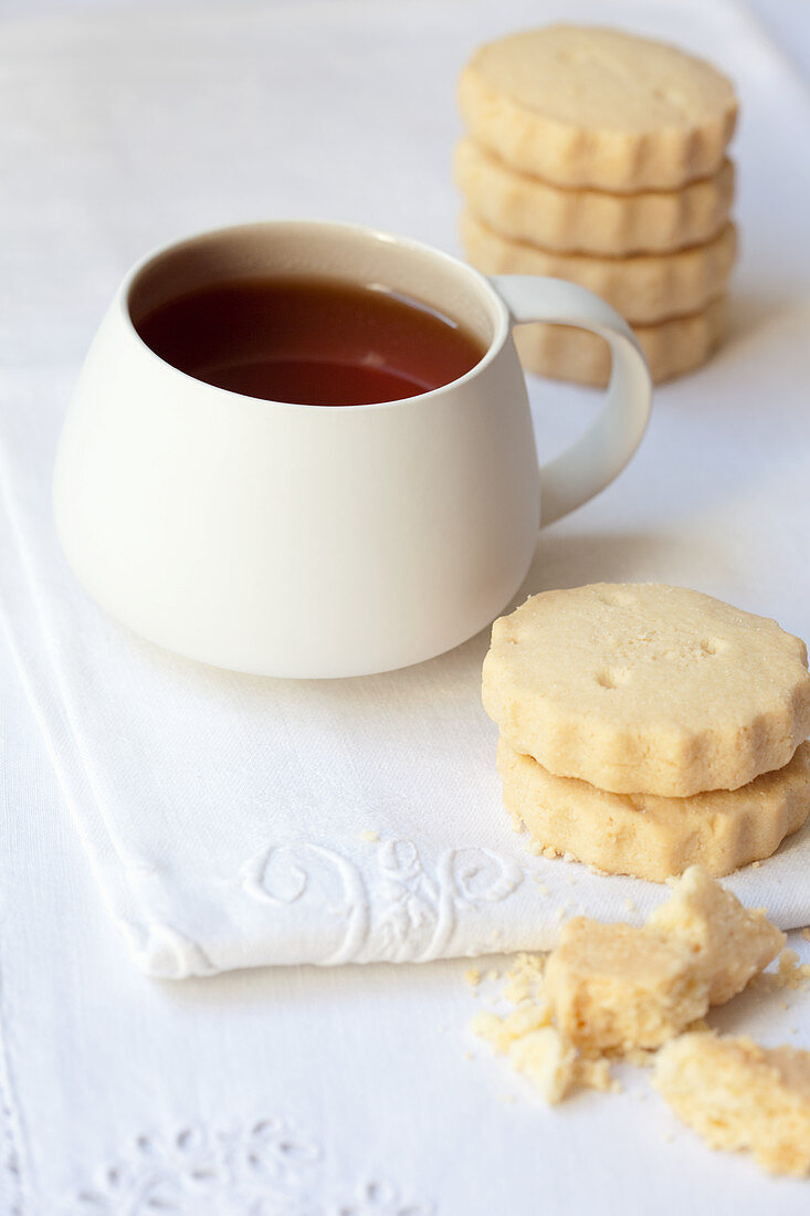 A cup of rooibos tea and shortbread