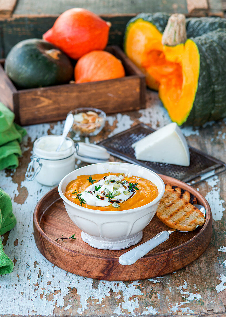 Pupkin soup with goat cheese