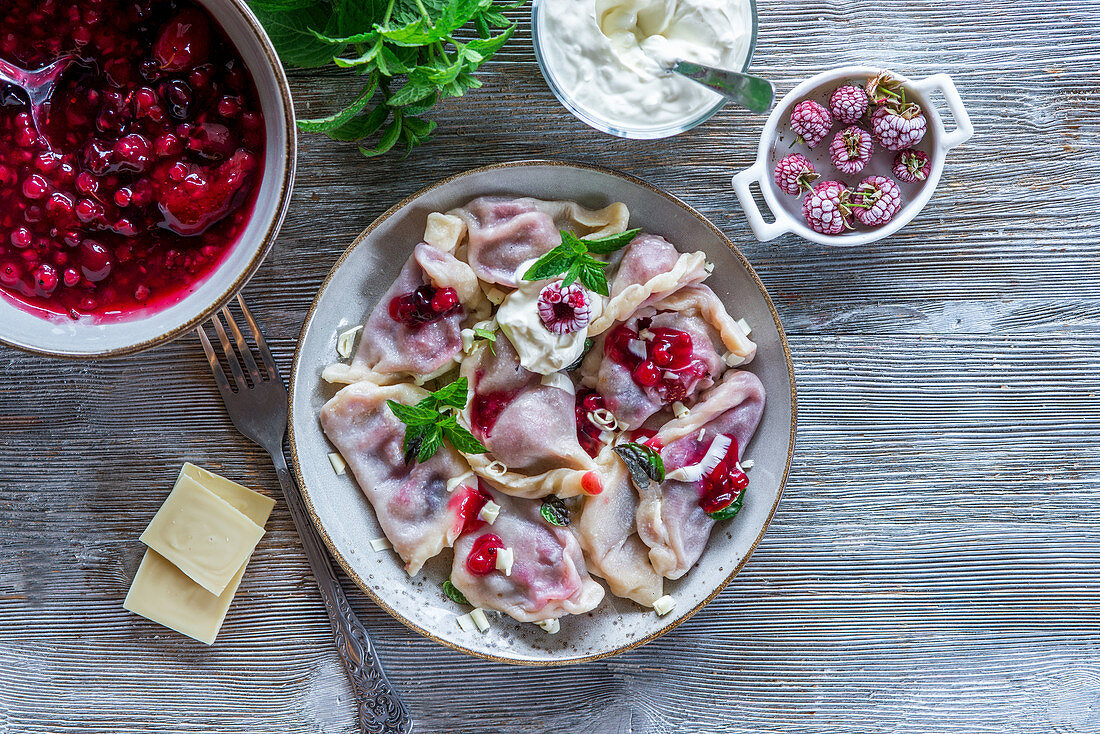 Vareniki (pierogi) with berry filling