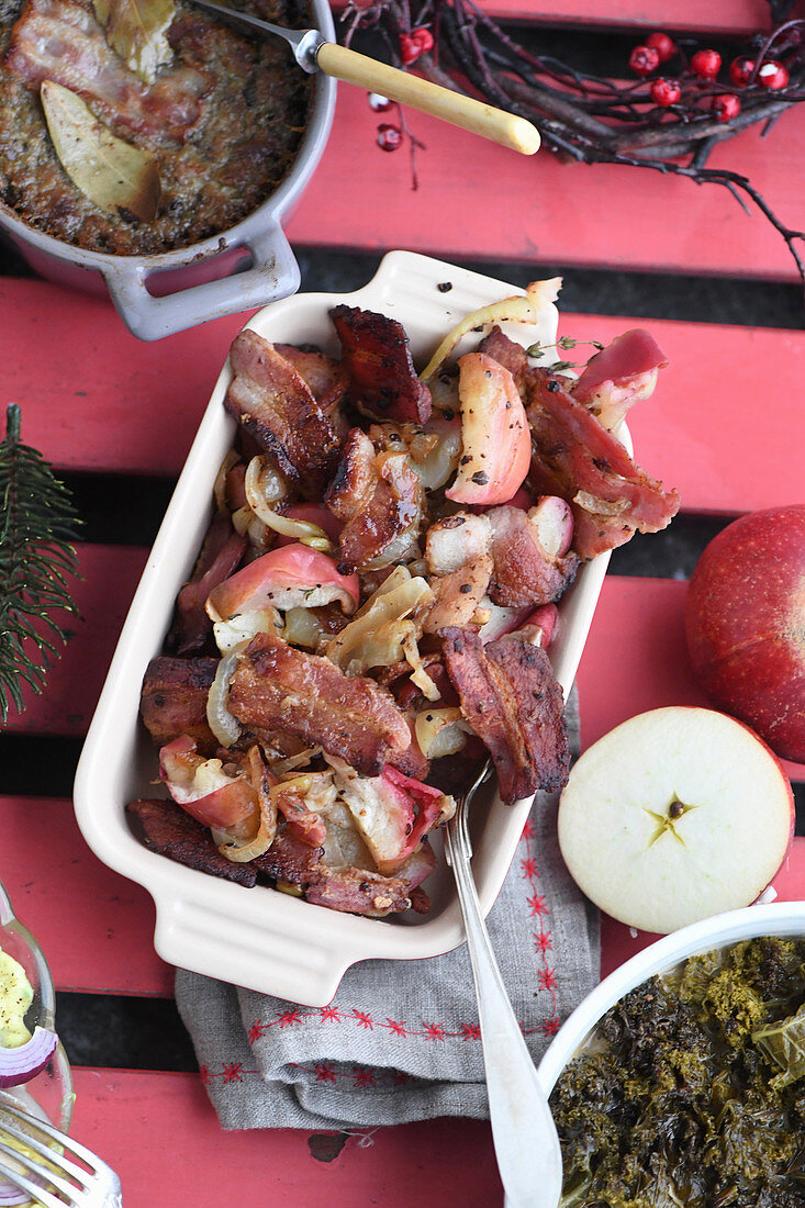 Danish Christmas dinner: pork with apple