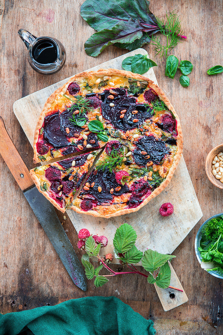 Raspberry beetroot pie