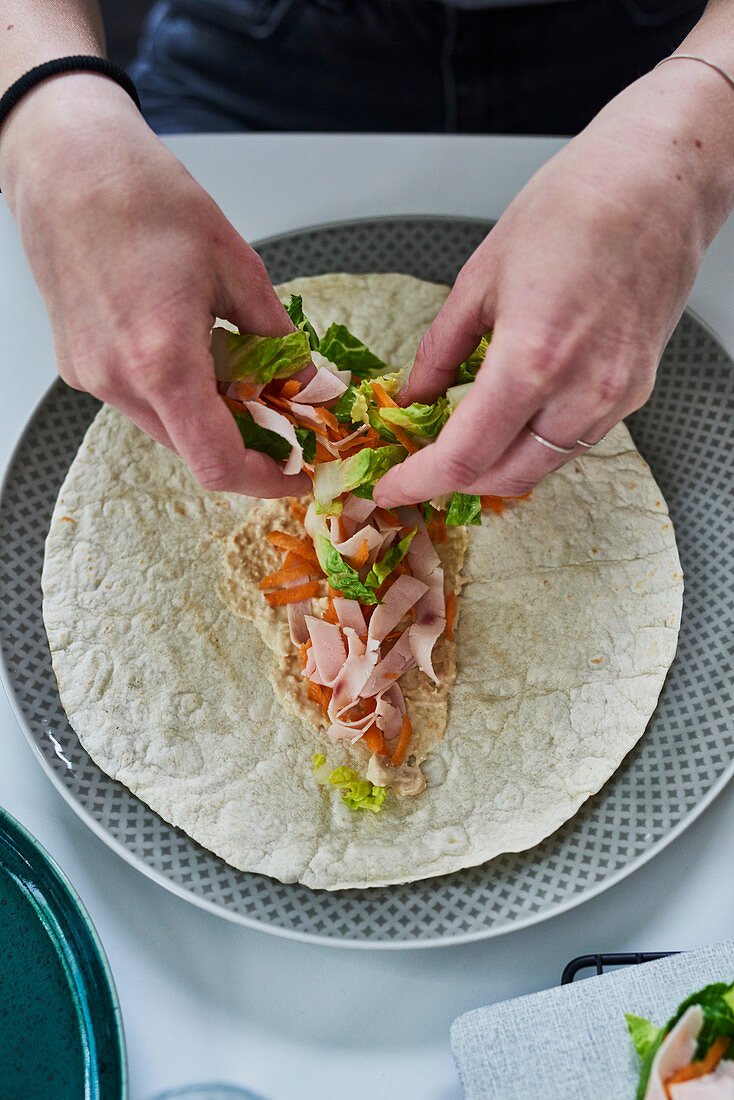 A wrap being filled