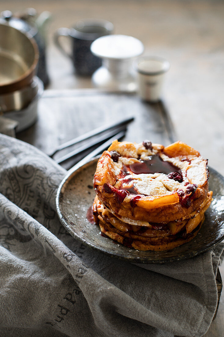 Dutch baby with apples and cranberry