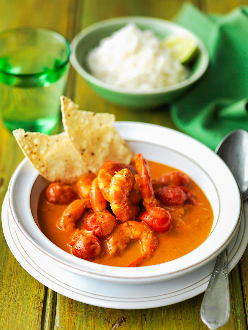 Tomato prawn curry with rice