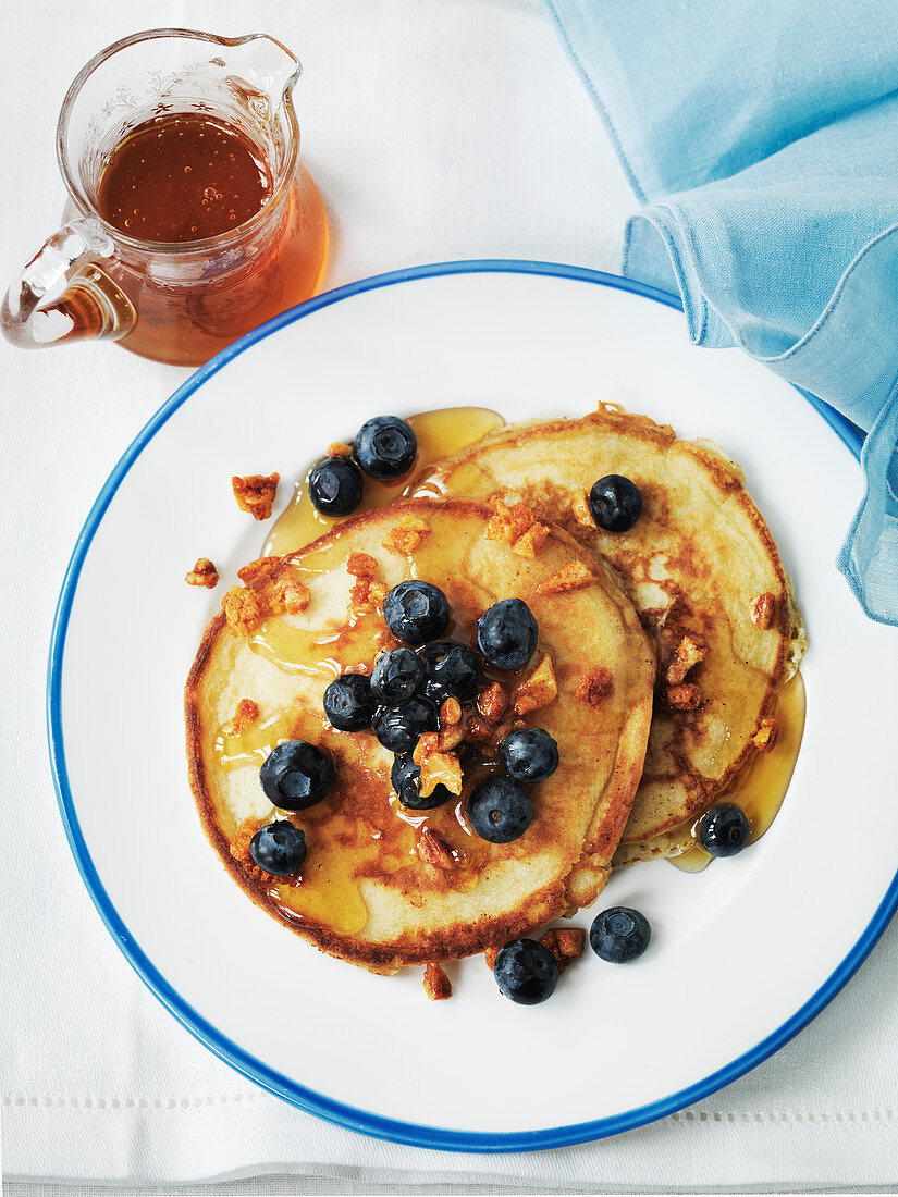 Blueberry Pancake with maple syrup