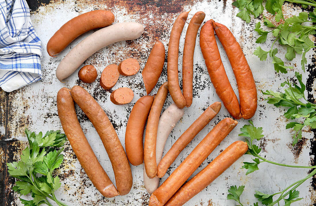 Various types of sausages