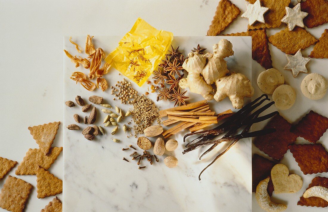 Several Assorted Spices on Marble