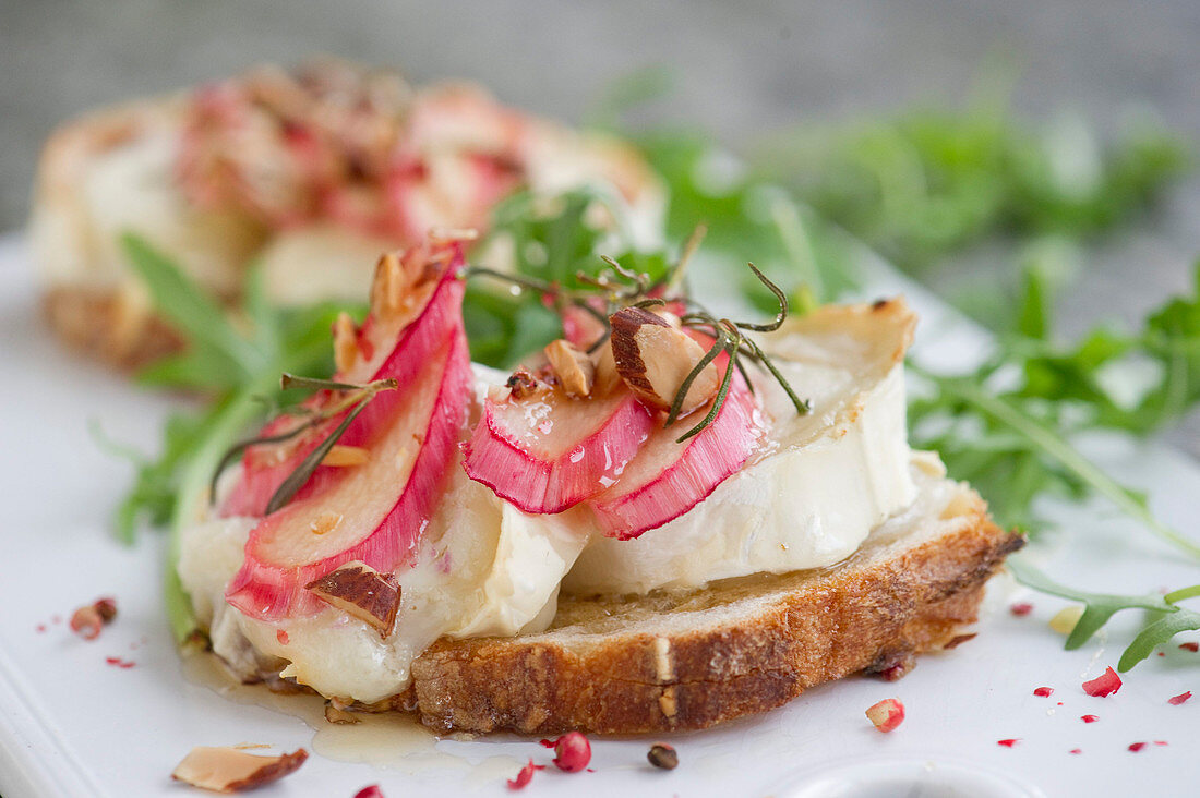 Chevre Chaud with rhubarb and rosemary