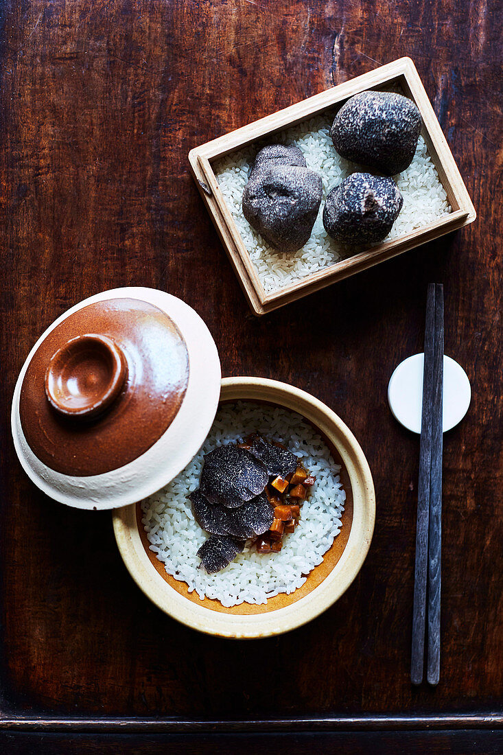 Reis mit schwarzem Trüffel (Restaurant 'Fu He Hui', Shanghai)
