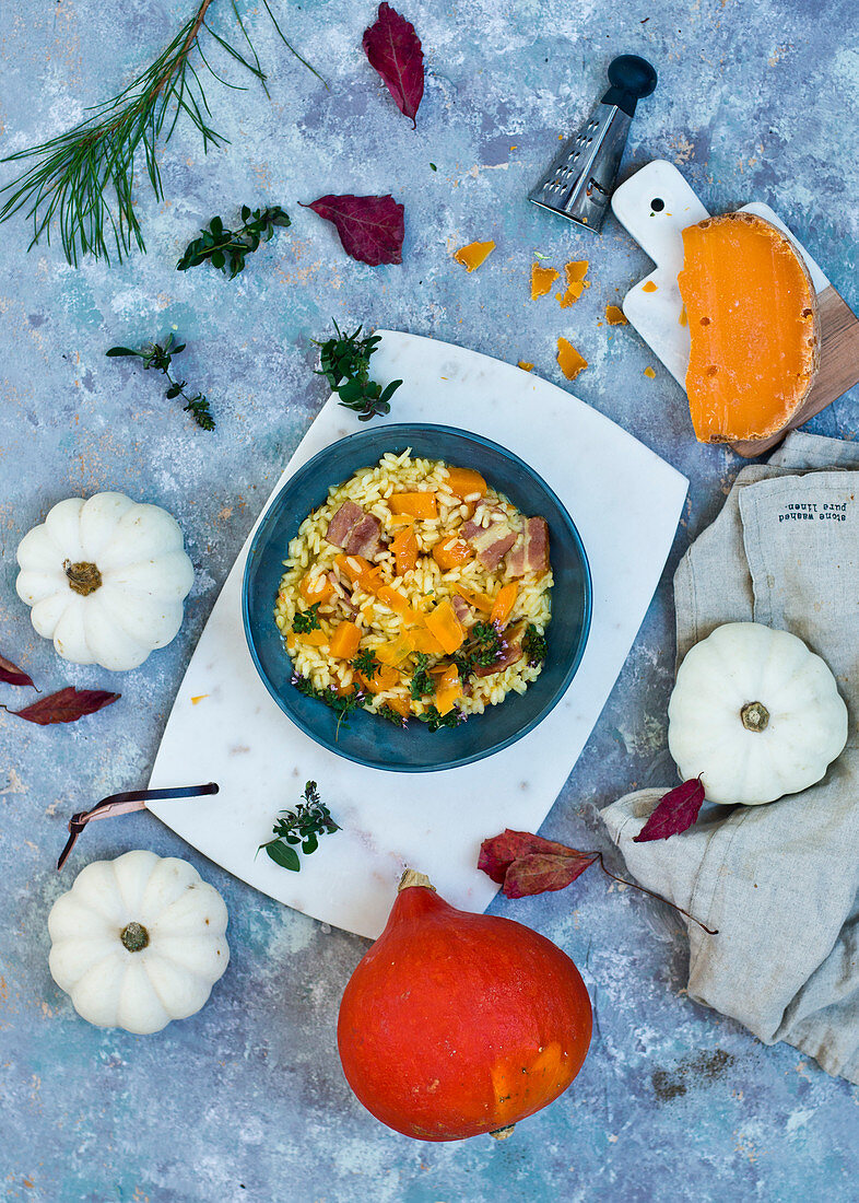 Risotto mit Kürbis und Speck