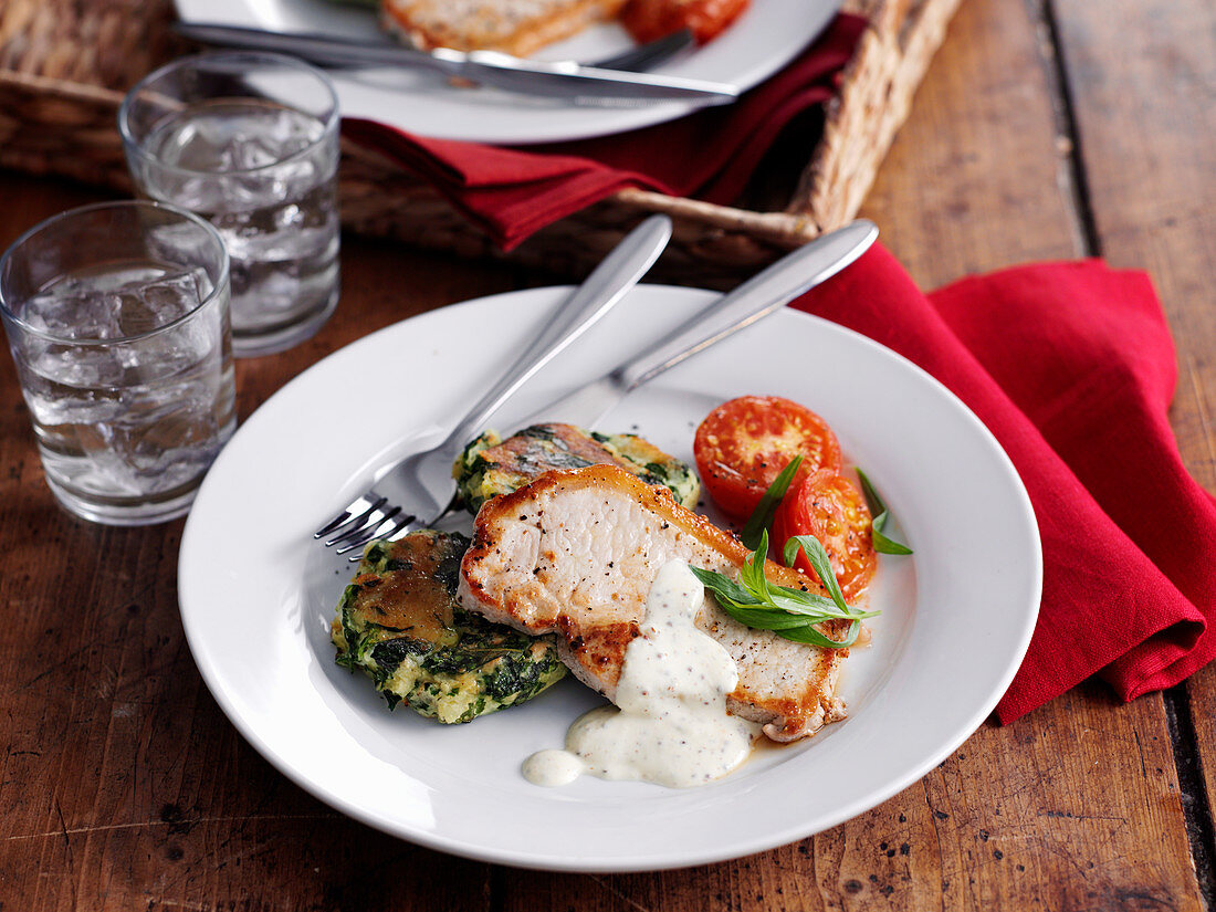 Pork Chops with Potato Fritters