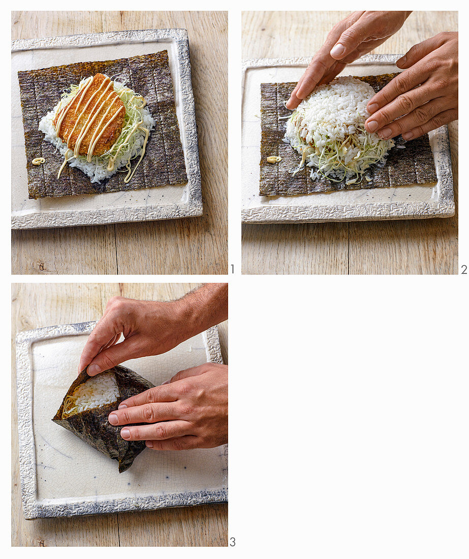 Tonkatsu-Schnitzel mit Krautsalat und Mayonnaise zubereiten