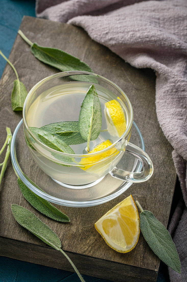 Herbal sage and lemon tea