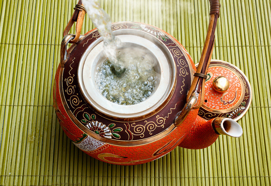 Green tea being brewed