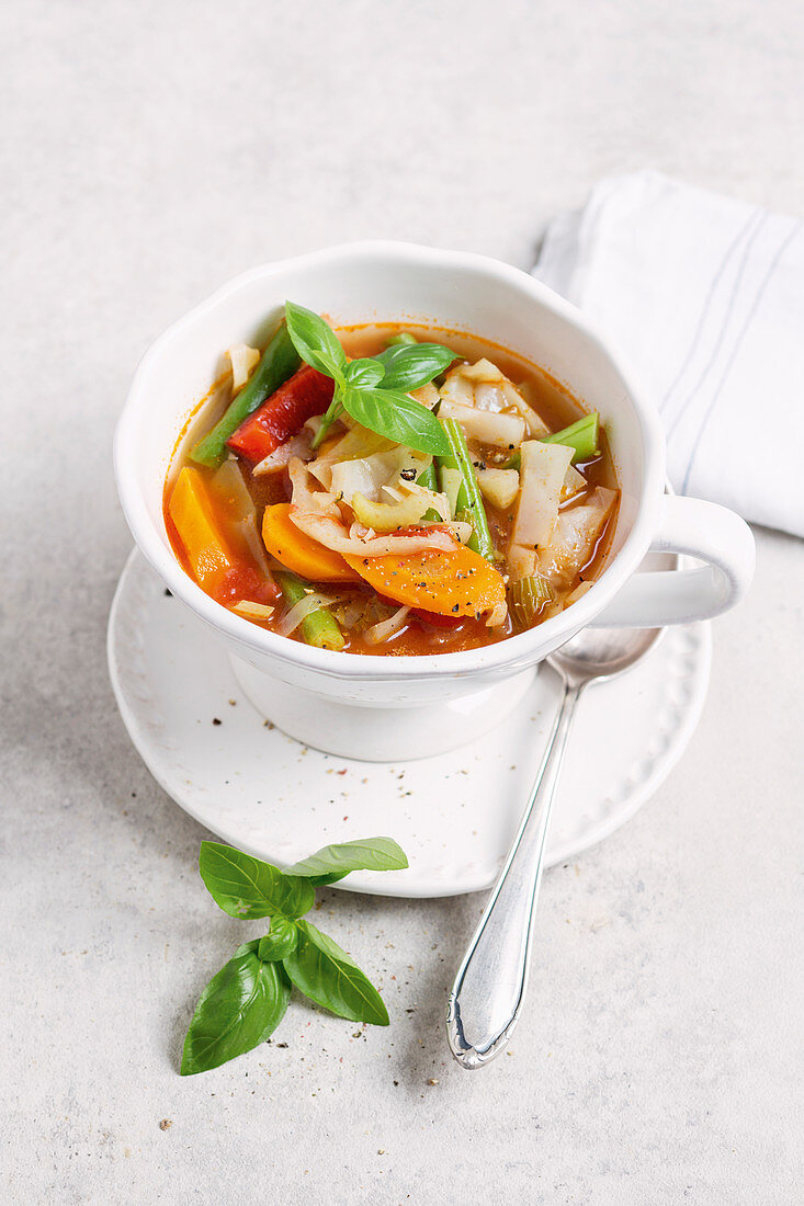 Mediterranean-style vegan cabbage soup