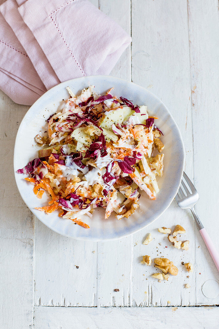 Waldorf salad with parsnips and nuts