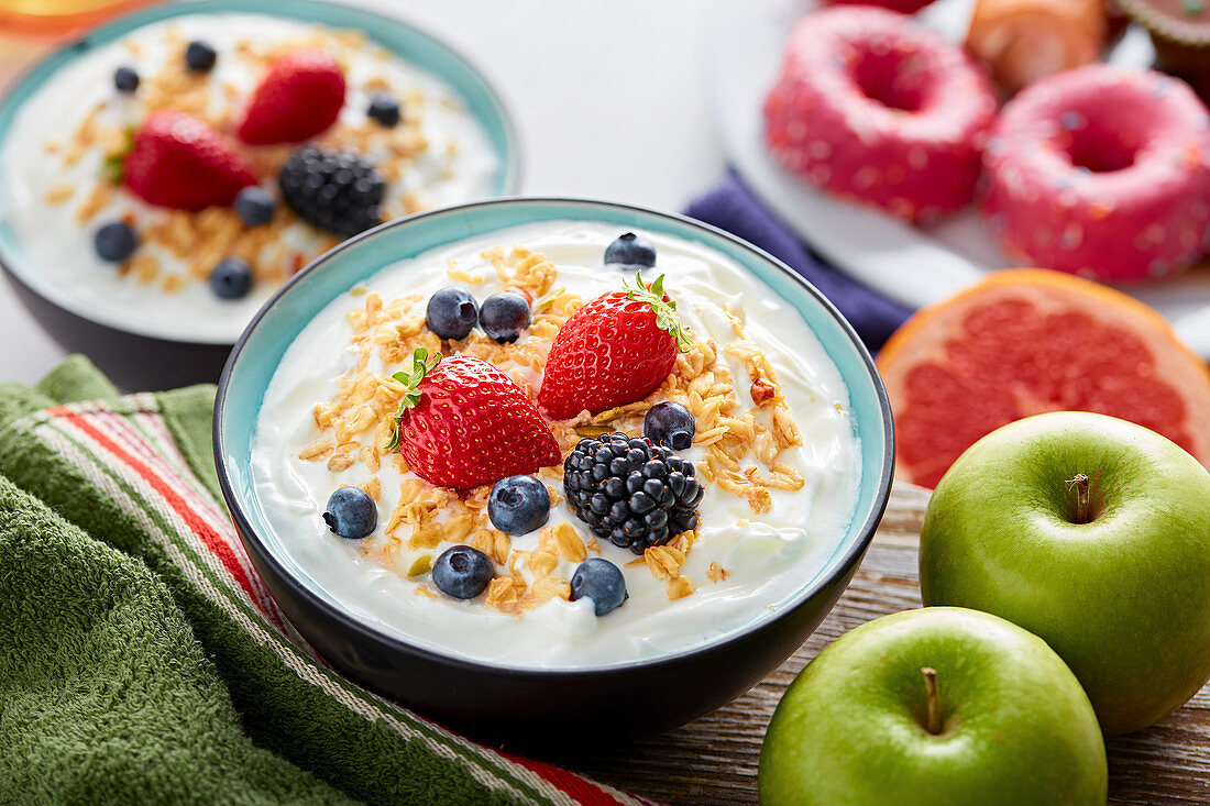 Breakfast bowl of yogurt and berries