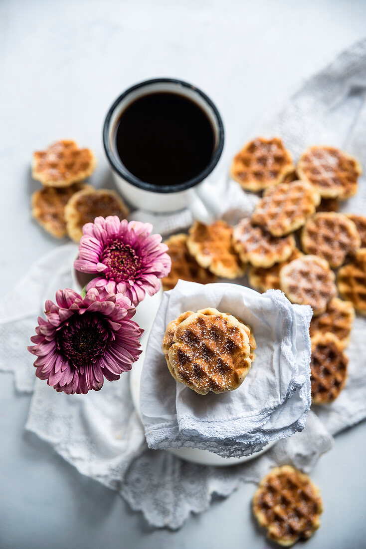 Vegan biscuits made in a waffle iron