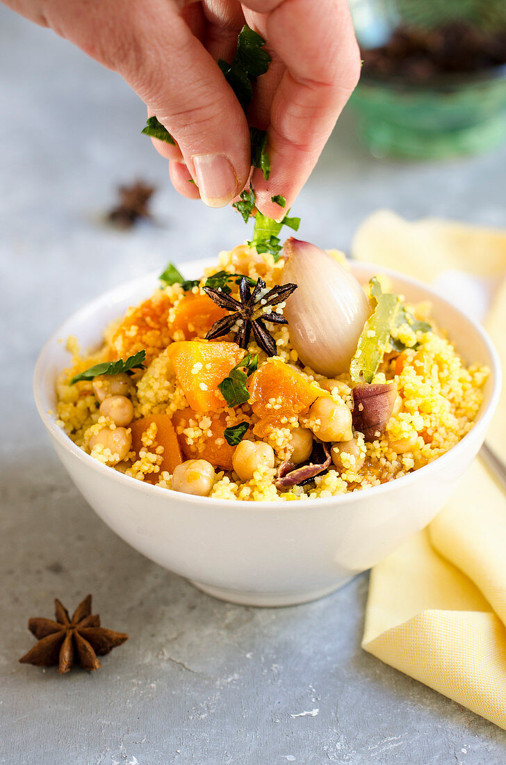 Saffron couscous with fall vegetables