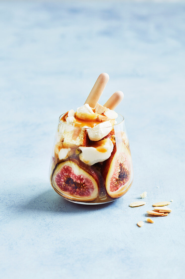 Butterscotch trifle with figs