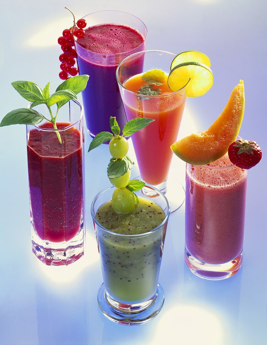 Five different fruit juices
