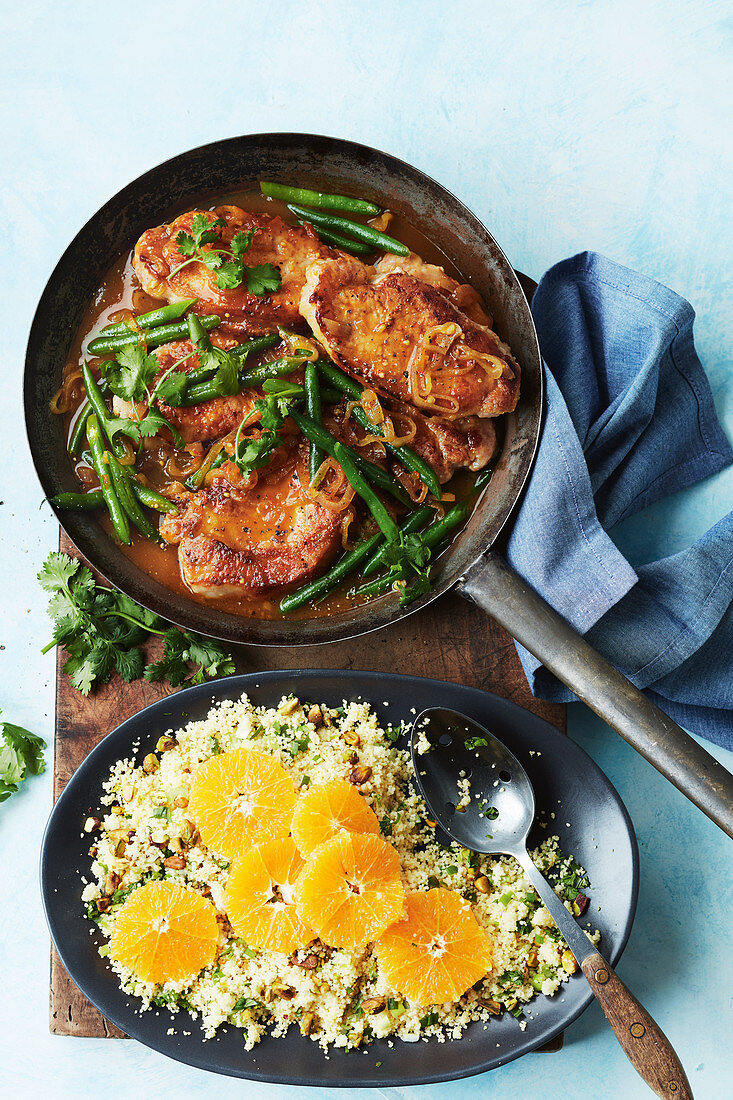 Aprikosen-Schweinefleisch mit Orangen-Couscous