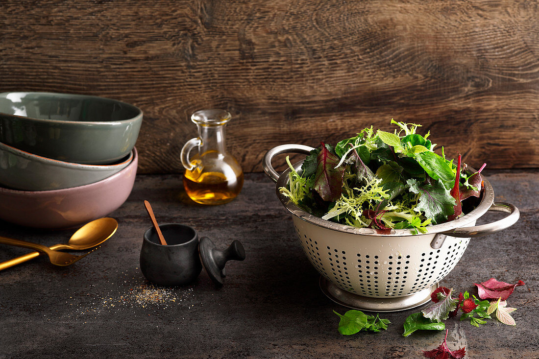 Zutaten für frische Blattsalate