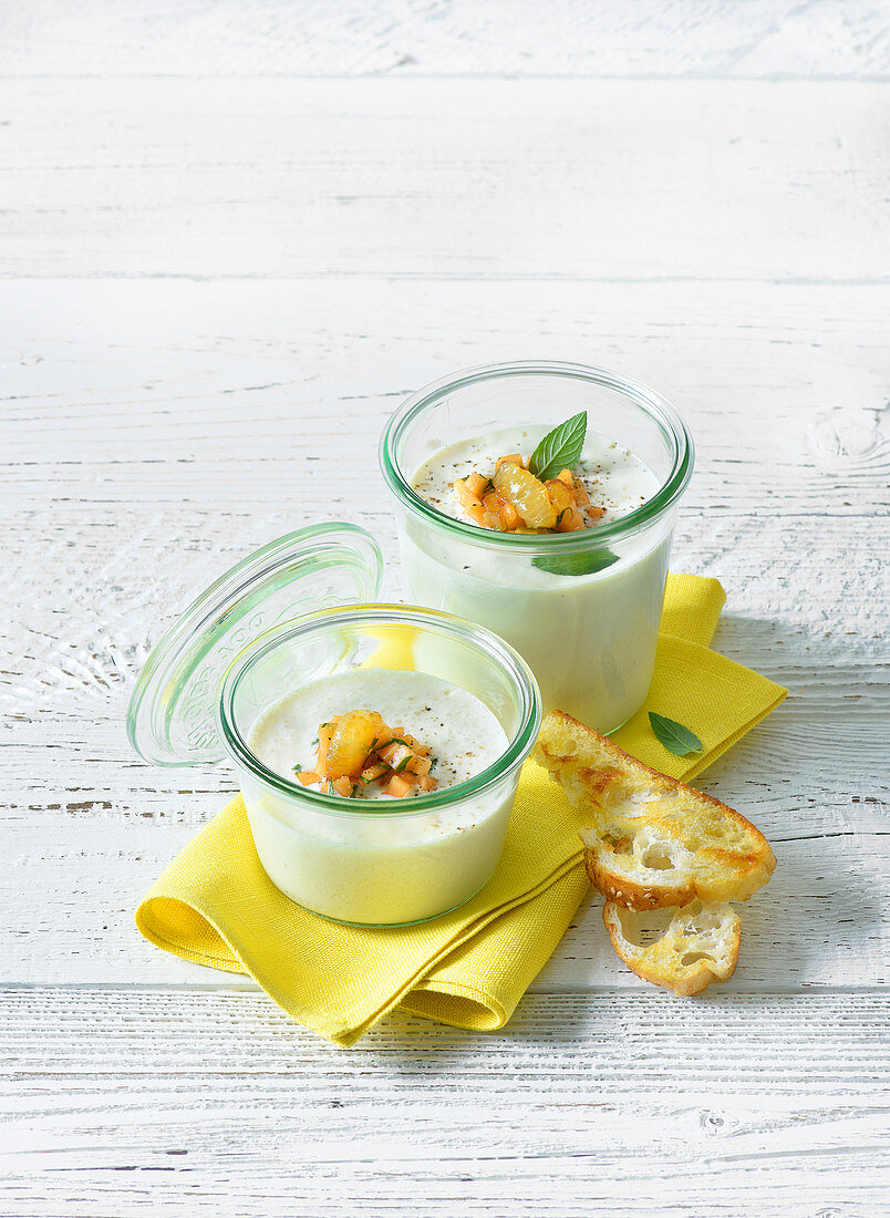 Yoghurt soup with charentais melon and honey