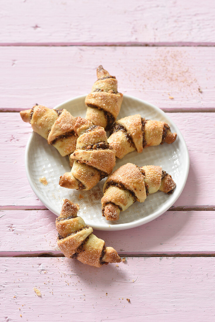 Mini poppy and nut croissants