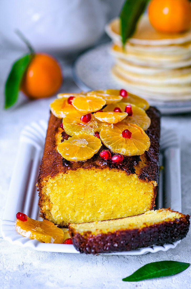 Tangerine cake soaked in syrup
