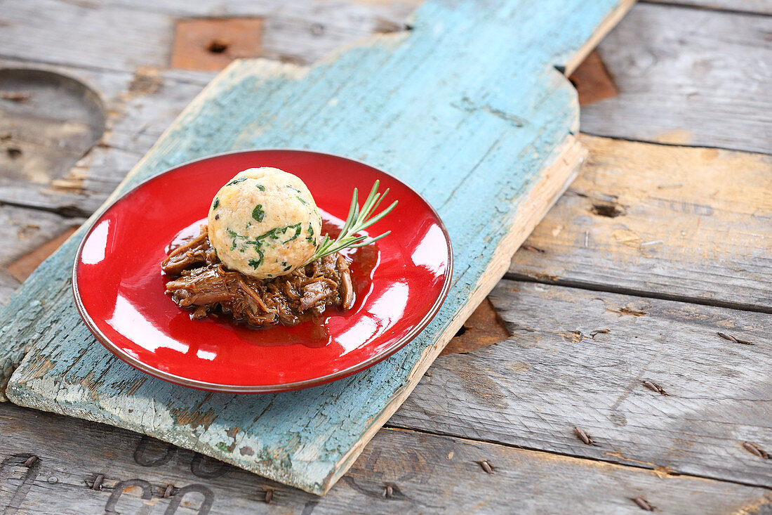 Brioche dumpling with duck compote