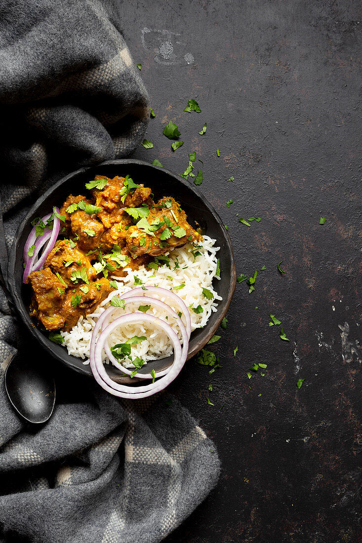 Vindaloo mit Hammelfleisch und Reis (Indien)