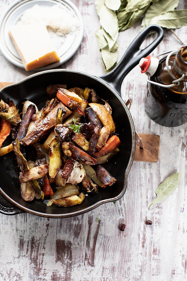 Vegetable roasted in a pan