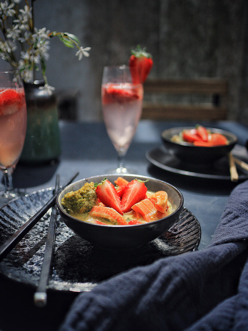 Thai curry with fish and strawberries