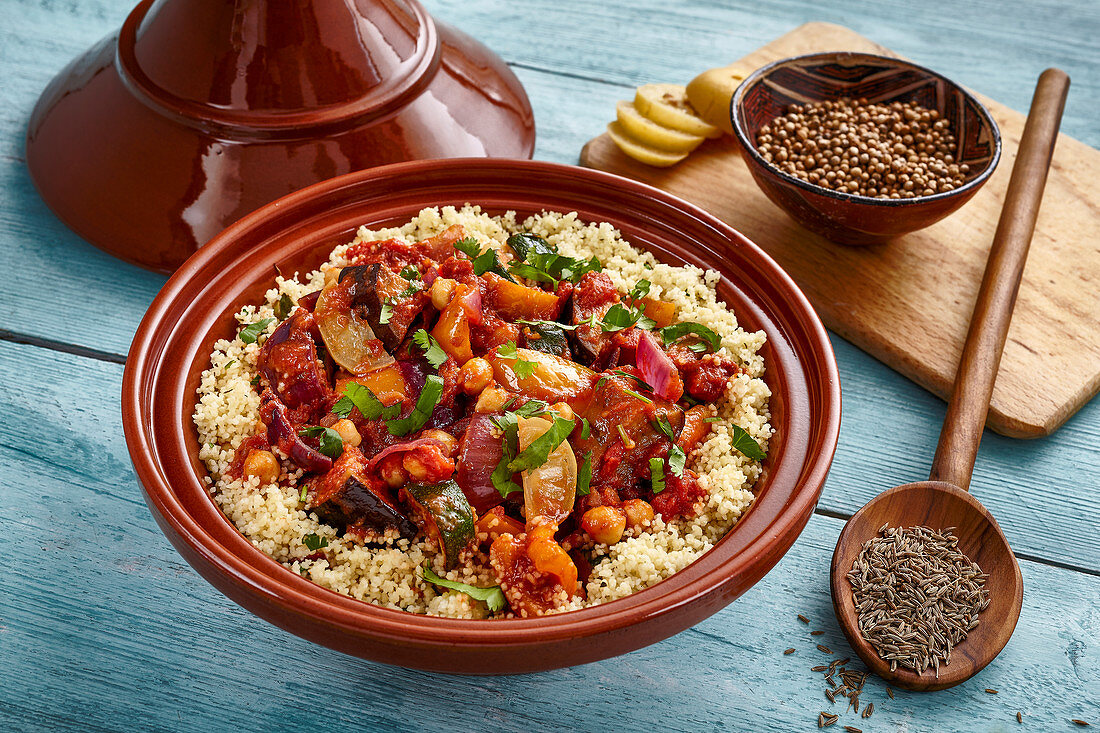 Aubergine Tagine with Lemon and Apricots