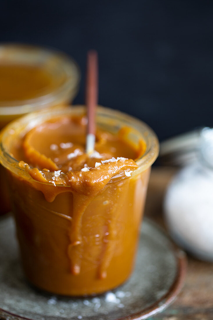 Salted caramel in a jar