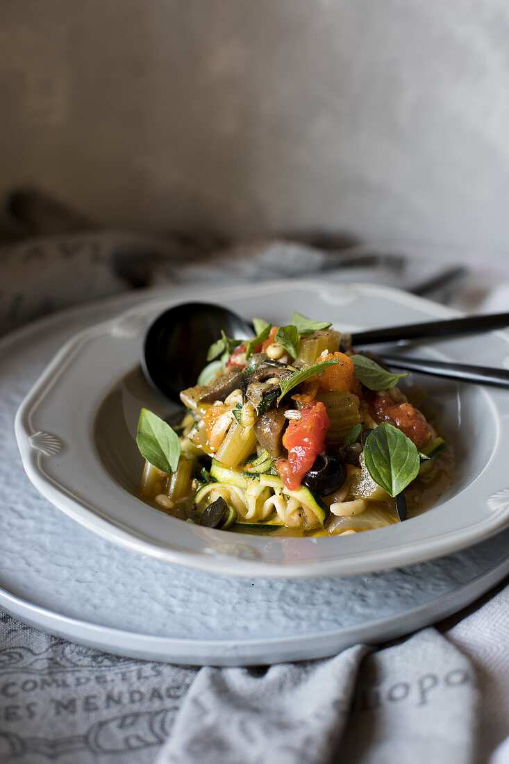 Zoodles with caponata