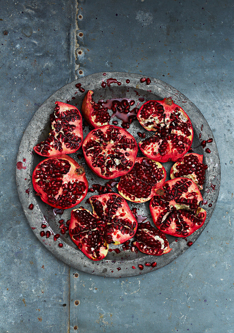Pomegranates, cut open