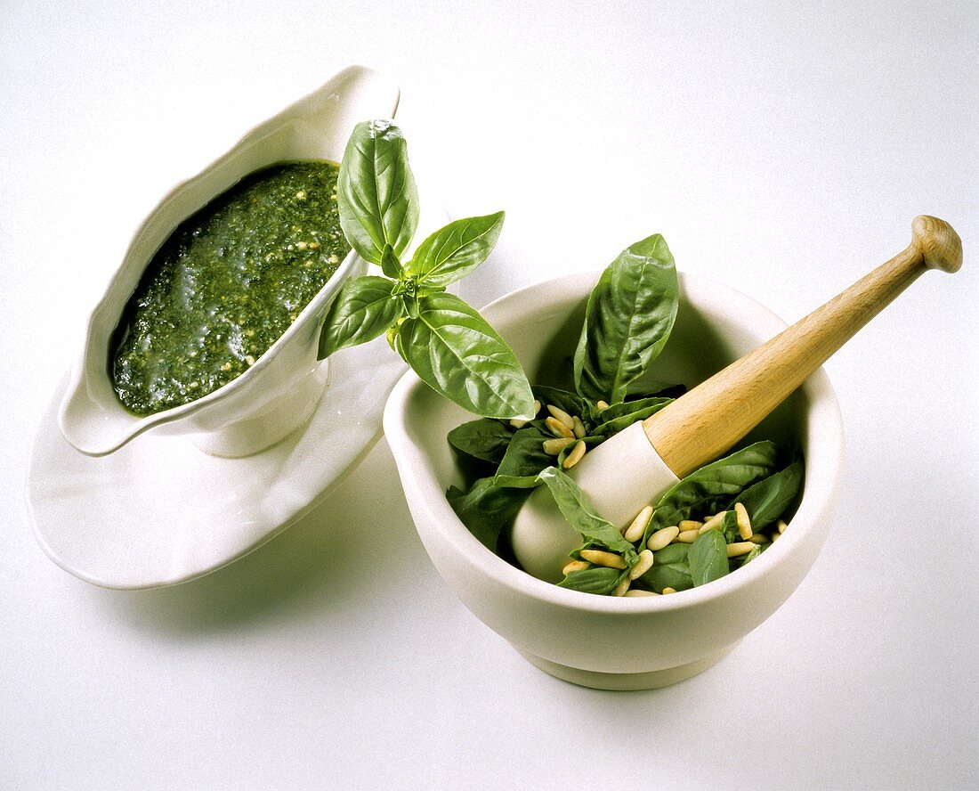 Pesto and Ingredients for Pesto