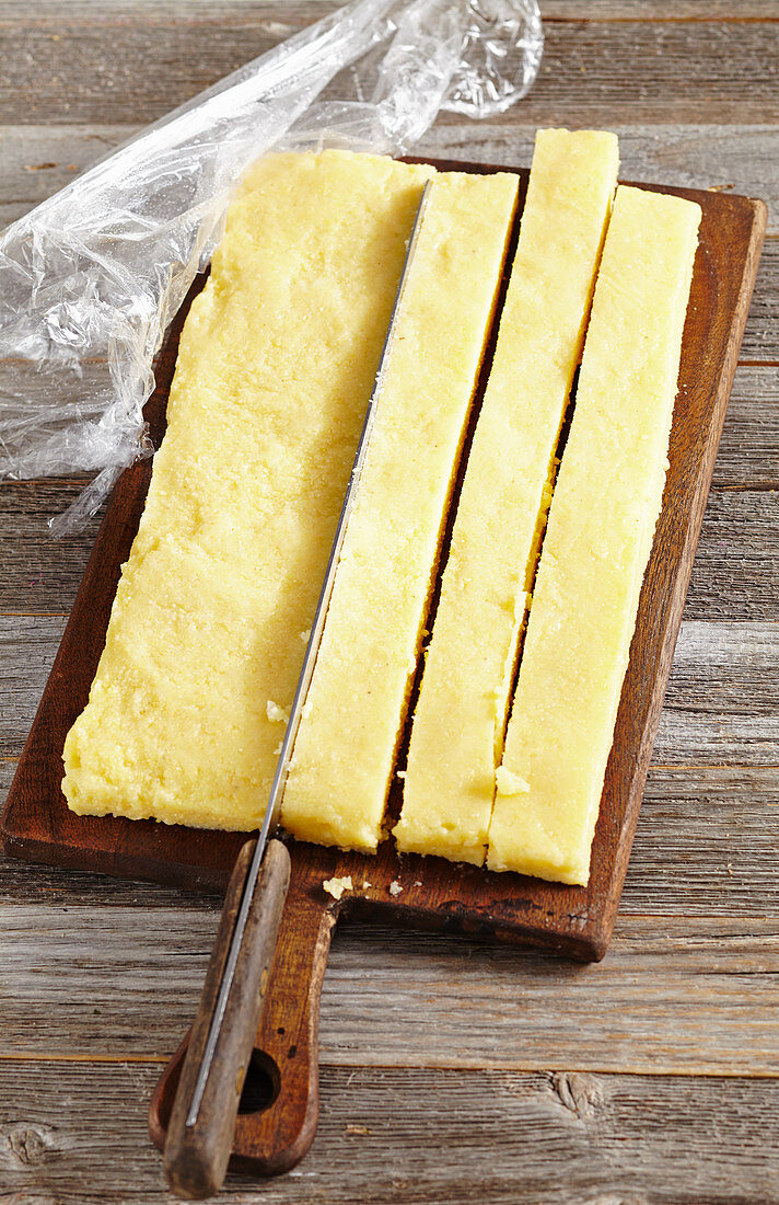 Sliced cold polenta