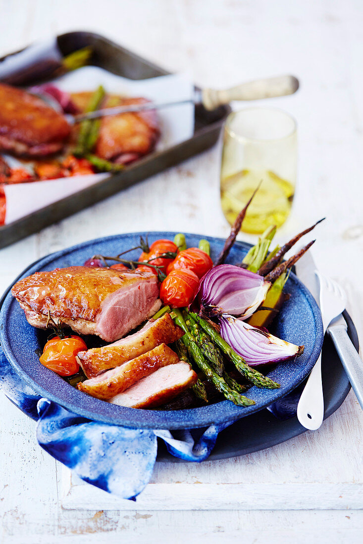 Plum-Glazed Duck with Roasted Vegetables