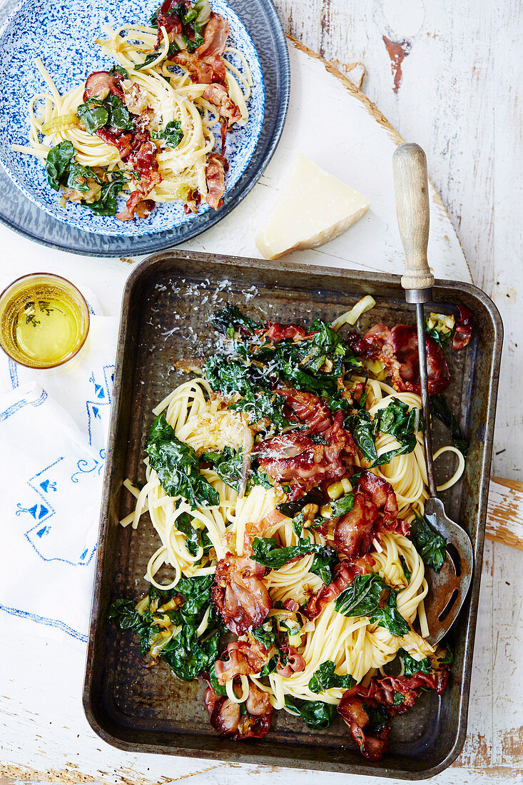 Linguine mit Mangold und Pancetta