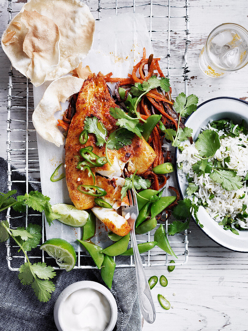 Tandoori Fish with Green Chilli Rice