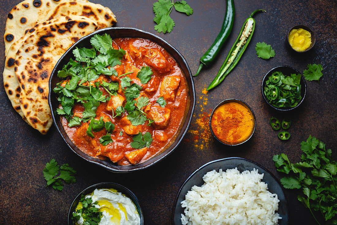 Traditional Indian dish: Chicken tikka masala with spicy curry