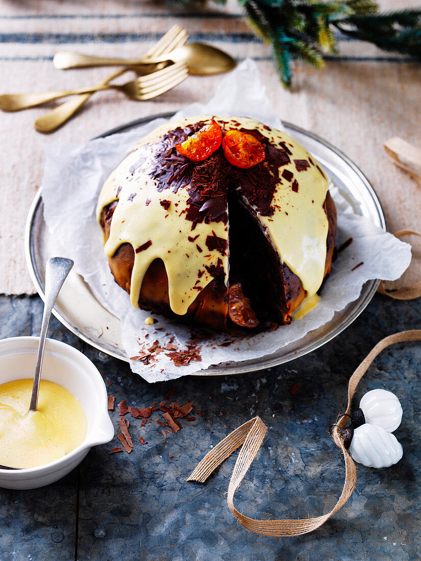 Fudgy Jaffa Pudding für den Weihnachtsabend