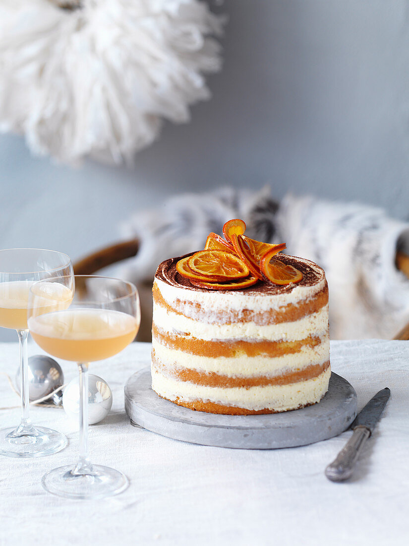 Orangen-Tiramisu-Torte zu Weihnachten