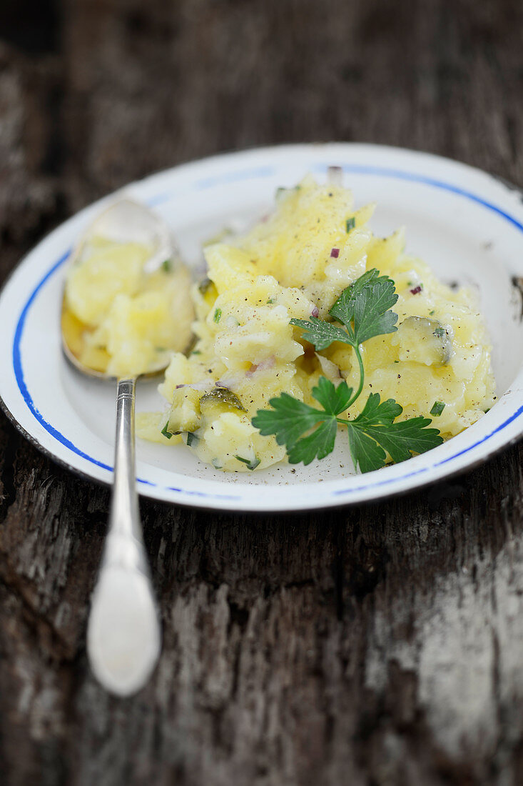 Potato salad with gherkins