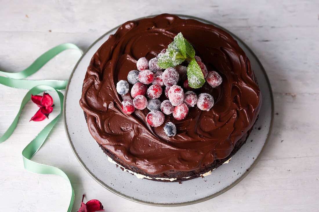 Chocolate cake with Frosted Berries